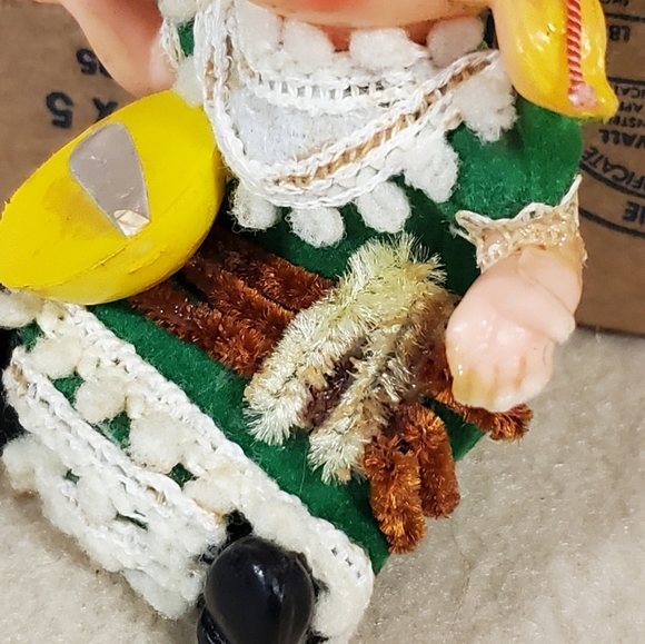 Vintage Flocked Plastic Face Little Miss Muffet Ornament - Picture 12 of 12